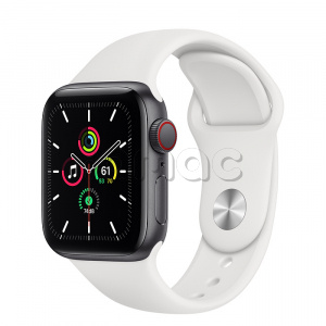 Купить Apple Watch SE // 40мм GPS + Cellular // Корпус из алюминия цвета «серый космос», спортивный ремешок белого цвета (2020)