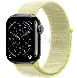 Купить Apple Watch Series 11 // 46мм GPS+Cellular // Корпус из титана сланцевого цвета, спортивный браслет цвета "неоновый желтый"