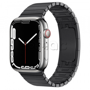 Купить Apple Watch Series 7 // 45мм GPS + Cellular // Корпус из нержавеющей стали серебристого цвета, блочный браслет из нержавеющей стали цвета «чёрный космос»