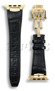 Ремешок Golden Concept для Apple Watch, Alligator Leather (Black/Desert Gold)