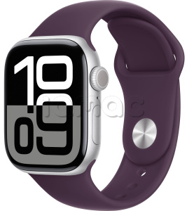 Купить Apple Watch Series 10 // 46мм GPS // Корпус из алюминия серебристого цвета, спортивный ремешок цвета "сливовый"