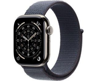 Apple Watch Series 11 // 42мм GPS+Cellular // Корпус из титана натурального цвета, спортивный браслет цвета "якорный синий"