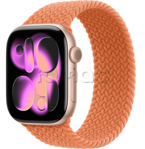 Купить Apple Watch Series 11 // 46мм GPS // Корпус из алюминия цвета "розовое золото", плетеный монобраслет цвета "куркума"