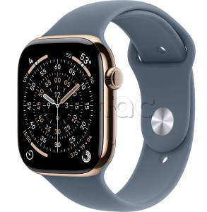 Купить Apple Watch Series 11 // 46мм GPS+Cellular // Корпус из титана золотого цвета, спортивный ремешок цвета "якорный синий"