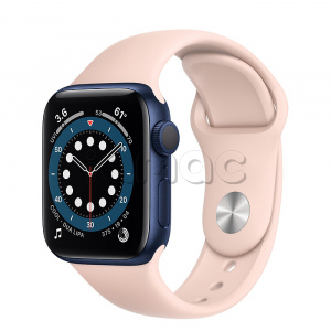 Купить Apple Watch Series 6 // 40мм GPS // Корпус из алюминия синего цвета, спортивный ремешок цвета «Розовый песок»