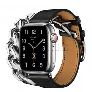 Купить Apple Watch Series 8 Hermès // 41мм GPS + Cellular // Корпус из нержавеющей стали серебристого цвета, ремешок Double Tour Gourmette Metal цвета Noir