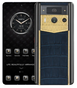 Телефон Vertu METAVERTU 2 Max, 1Tb, Luxury Custom-Made Golden Lotus Memory, Alligator Leather (Navy Blue/Синий)