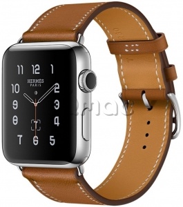 Купить Apple Watch Series 2 Hermès 42мм Корпус из нержавеющей стали, ремешок Simple Tour из кожи Barenia цвета Fauve
