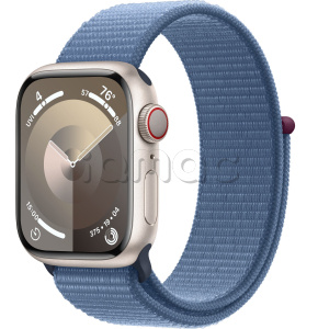 Купить Apple Watch Series 9 // 41мм GPS+Cellular // Корпус из алюминия цвета "сияющая звезда", спортивный браслет цвета "синяя зима"