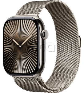Купить Apple Watch Series 10 // 46мм GPS+Cellular // Корпус из титана натурального цвета, миланский сетчатый браслет натурального цвета