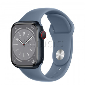 Купить Apple Watch Series 8 // 41мм GPS + Cellular // Корпус из алюминия цвета "темная ночь", спортивный ремешок сланцево-синего цвета