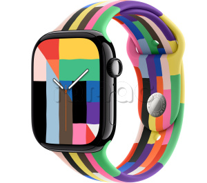 Купить Apple Watch Series 11 // 42мм GPS // Черный глянцевый корпус из алюминия, спортивный ремешок цвета Pride Edition