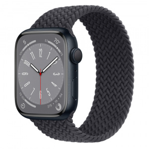 Apple Watch Series 8 // 45мм GPS // Корпус из алюминия цвета "темная ночь", плетёный монобраслет цвета "темная ночь"