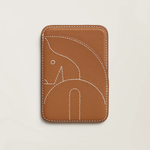 Чехол-бумажник Hermès "Caballo" с MagSafe для iPhone, цвет Gold/ Золото