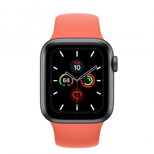 Купить Apple Watch Series 5 // 40мм GPS + Cellular // Корпус из алюминия цвета «серый космос», спортивный ремешок цвета «спелый клементин»