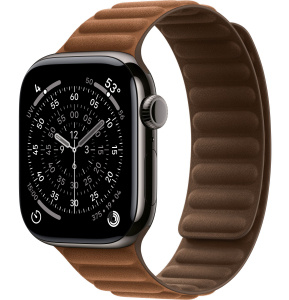 Apple Watch Series 11 // 46мм GPS+Cellular // Корпус из титана сланцевого цвета, браслет карамельного цвета, с магнитной застежкой