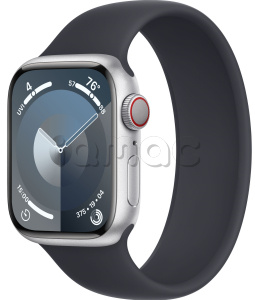 Купить Apple Watch Series 9 // 45мм GPS+Cellular // Корпус из алюминия серебристого цвета, монобраслет цвета "темная ночь"
