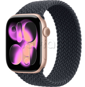 Купить Apple Watch Series 11 // 46мм GPS // Корпус из алюминия цвета "розовое золото", плетеный монобраслет цвета "полуночный"