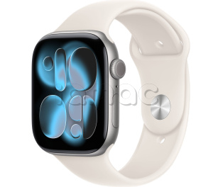 Купить Apple Watch Series 11 // 42мм GPS // Корпус из алюминия цвета "серый космос", спортивный ремешок цвета "сияющая звезда"