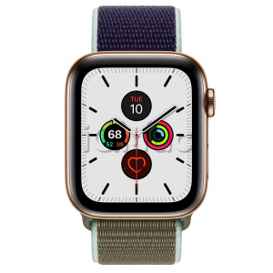Купить Apple Watch Series 5 // 44мм GPS + Cellular // Корпус из нержавеющей стали золотого цвета, спортивный браслет цвета «лесной хаки»