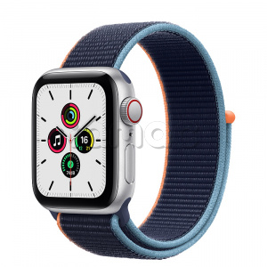 Купить Apple Watch SE // 40мм GPS + Cellular // Корпус из алюминия серебристого цвета, cпортивный браслет цвета «Тёмный ультрамарин» (2020)
