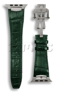 Ремешок Golden Concept для Apple Watch, Alligator Leather (Green/Titanium Grey)