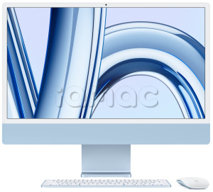 Купить Apple iMac 24" (MQRR3) Retina 4,5K // Чип Apple M3 8-Core CPU, 10-Core GPU // 8 ГБ, 512 ГБ, Синий цвет (2023)