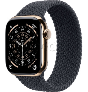 Купить Apple Watch Series 11 // 46мм GPS+Cellular // Корпус из титана золотого цвета, плетеный монобраслет цвета "полуночный"
