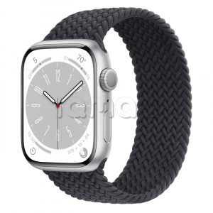 Купить Apple Watch Series 8 // 45мм GPS // Корпус из алюминия серебристого цвета, плетёный монобраслет цвета "темная ночь"