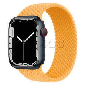 Купить Apple Watch Series 7 // 45мм GPS + Cellular // Корпус из алюминия цвета «тёмная ночь», плетёный монобраслет цвета «спелый маис»