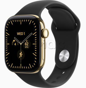 Купить Apple Watch Series 12 // 46мм GPS+Cellular // Корпус из титана золотого цвета, спортивный ремешок черного цвета