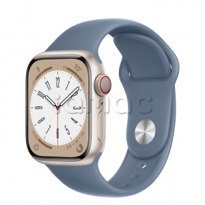 Купить Apple Watch Series 8 // 41мм GPS + Cellular // Корпус из алюминия цвета "сияющая звезда", спортивный ремешок сланцево-синего цвета