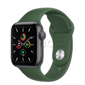 Купить Apple Watch SE // 40мм GPS // Корпус из алюминия цвета «серый космос», спортивный ремешок цвета «Зелёный клевер» (2020)