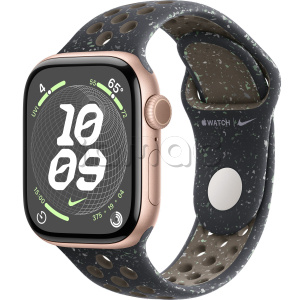 Купить Apple Watch Series 10 // 42мм GPS (Custom) Корпус из алюминия цвета "розовое золото", спортивный ремешок Nike цвета "Полуночное небо"