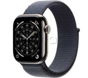 Купить Apple Watch Series 11 // 42мм GPS+Cellular // Корпус из титана натурального цвета, спортивный браслет цвета "якорный синий"