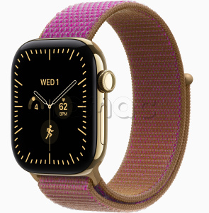 Купить Apple Watch Series 12 // 46мм GPS+Cellular // Корпус из титана золотого цвета, спортивный браслет пурпурного цвета