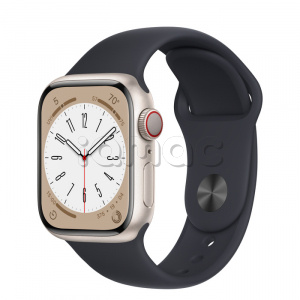 Купить Apple Watch Series 8 // 41мм GPS + Cellular // Корпус из алюминия цвета "сияющая звезда", спортивный ремешок цвета "темная ночь"