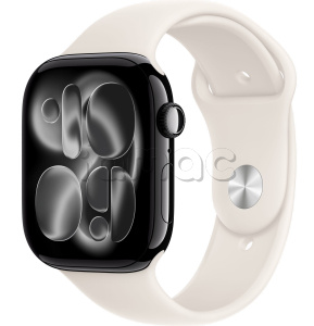 Купить Apple Watch Series 11 // 46мм GPS // Черный глянцевый корпус из алюминия, спортивный ремешок цвета "сияющая звезда"