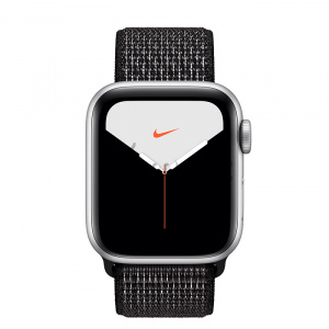 Купить Apple Watch Series 5 // 40мм GPS + Cellular // Корпус из алюминия серебристого цвета, спортивный браслет Nike чёрного цвета