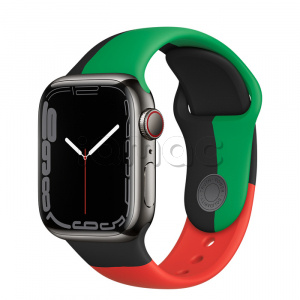 Купить Apple Watch Series 7 // 41мм GPS + Cellular // Корпус из нержавеющей стали графитового цвета, спортивный ремешок цвета «Black Unity»