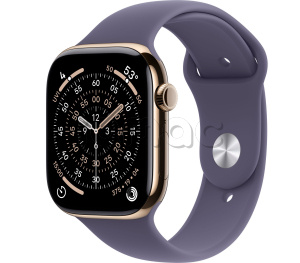 Купить Apple Watch Series 11 // 42мм GPS+Cellular // Корпус из титана золотого цвета, спортивный ремешок цвета "фиолетовый туман"
