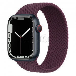 Купить Apple Watch Series 7 // 45мм GPS + Cellular // Корпус из алюминия цвета «тёмная ночь», плетёный монобраслет цвета «тёмная вишня»