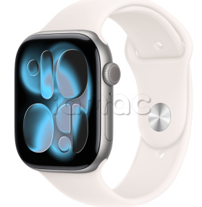 Купить Apple Watch Series 11 // 46мм GPS // Корпус из алюминия цвета "серый космос", спортивный ремешок цвета "светлые румяна"