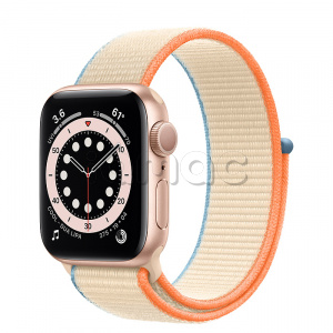 Купить Apple Watch Series 6 // 40мм GPS // Корпус из алюминия золотого цвета, спортивный браслет кремового цвета