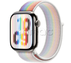 Купить Apple Watch Series 11 // 42мм GPS+Cellular // Корпус из титана натурального цвета, спортивный браслет цвета Pride Edition