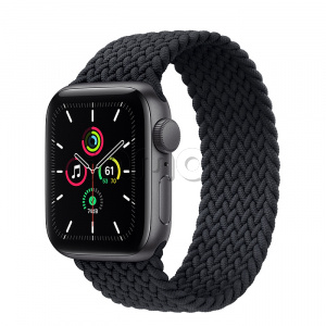 Купить Apple Watch SE // 40мм GPS // Корпус из алюминия цвета «серый космос», плетёный монобраслет угольного цвета (2020)