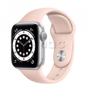 Купить Apple Watch Series 6 // 40мм GPS // Корпус из алюминия серебристого цвета, спортивный ремешок цвета «Розовый песок»
