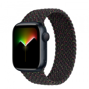 Apple Watch Series 8 // 41мм GPS // Корпус из алюминия цвета "темная ночь", плетёный монобраслет цвета Black Unity