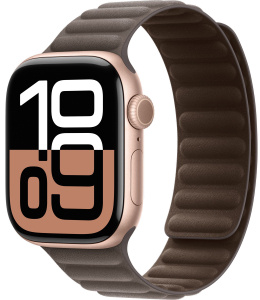 Apple Watch Series 10 // 46мм GPS (Custom) // Корпус из алюминия цвета "розовое золото", браслет темного серо-коричневого цвета, с магнитной застежкой