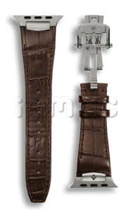 Ремешок Golden Concept для Apple Watch, Alligator Leather (Brown/Titanium Grey)